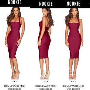 SOLD********* NOOKIE Boulevard Midi Dress in RUBY